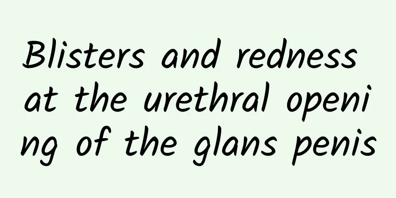 Blisters and redness at the urethral opening of the glans penis