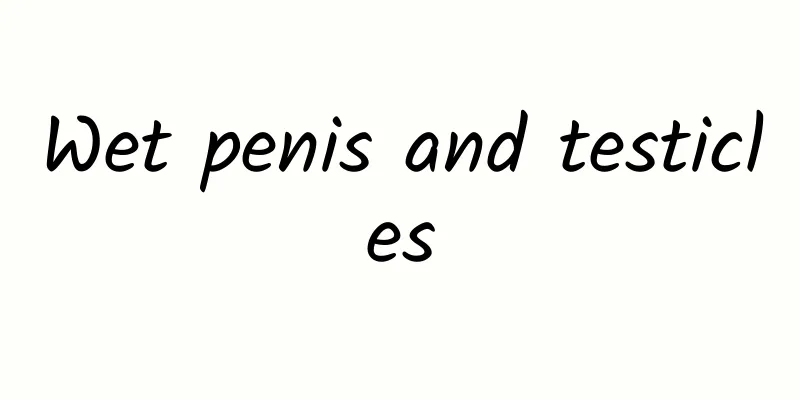 Wet penis and testicles
