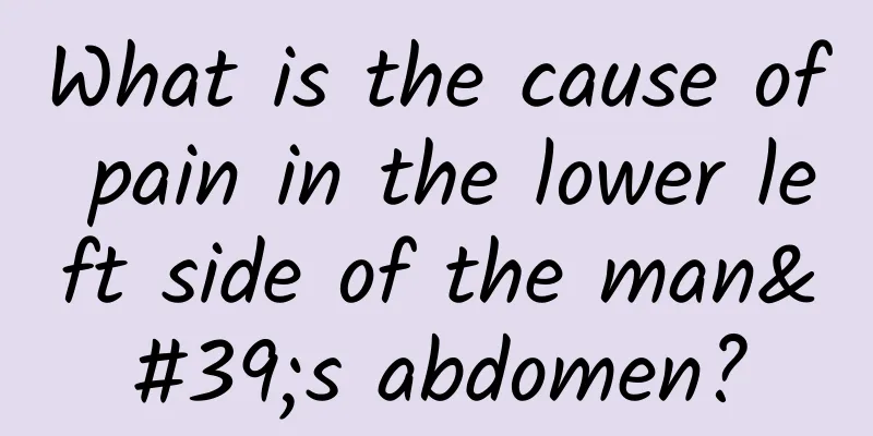 What is the cause of pain in the lower left side of the man's abdomen?
