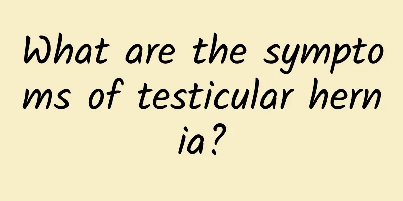 What are the symptoms of testicular hernia?