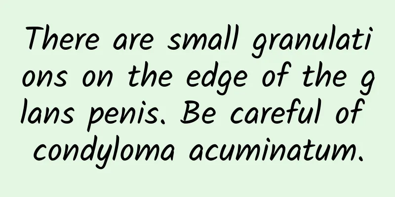 There are small granulations on the edge of the glans penis. Be careful of condyloma acuminatum.