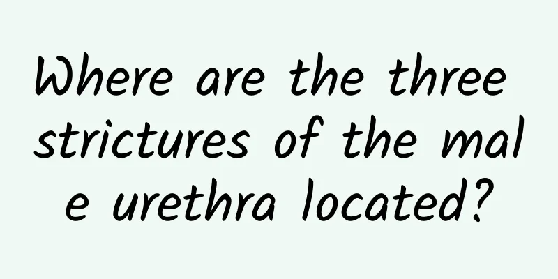 Where are the three strictures of the male urethra located?